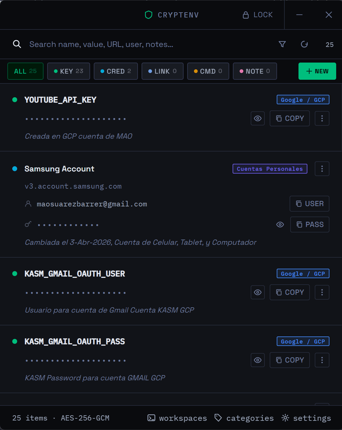 Bóveda interna de CryptEnv
